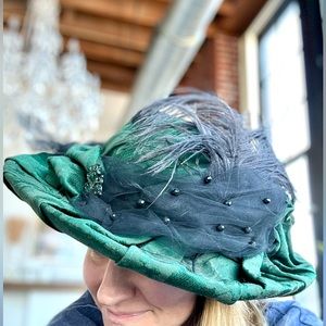 Vintage Victorian Style Green Hat